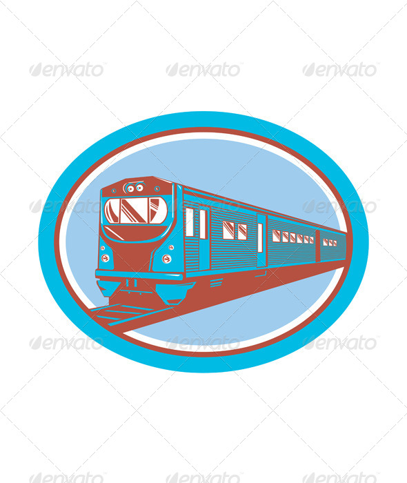 Passenger Train Front View Retro (Travel)