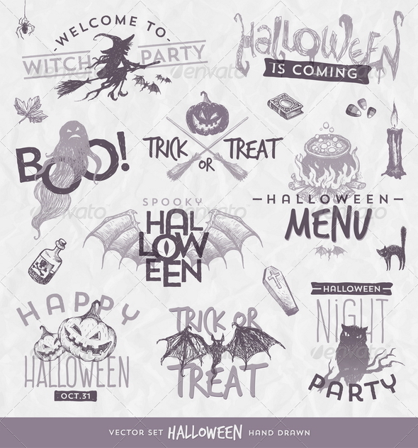GraphicRiver Halloween Design Set with Hand Drawn Elements 8500614 GraphicRiver Halloween Design Set with Hand Drawn Elements 8500614