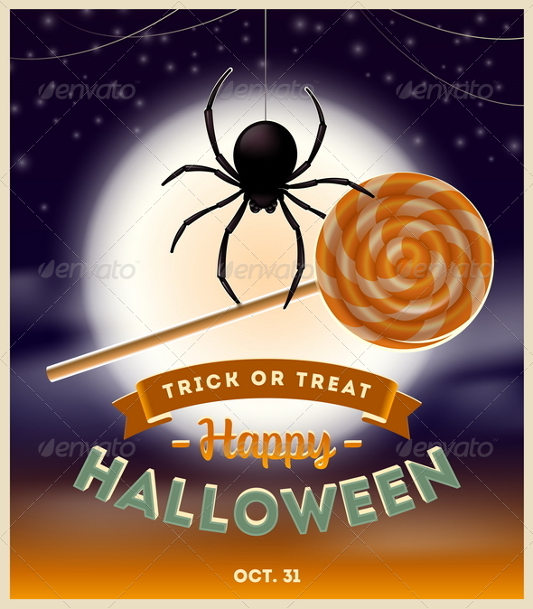 GraphicRiver Halloween Illustration Spider With Lollipop 8500763 GraphicRiver Halloween Illustration Spider With Lollipop 8500763