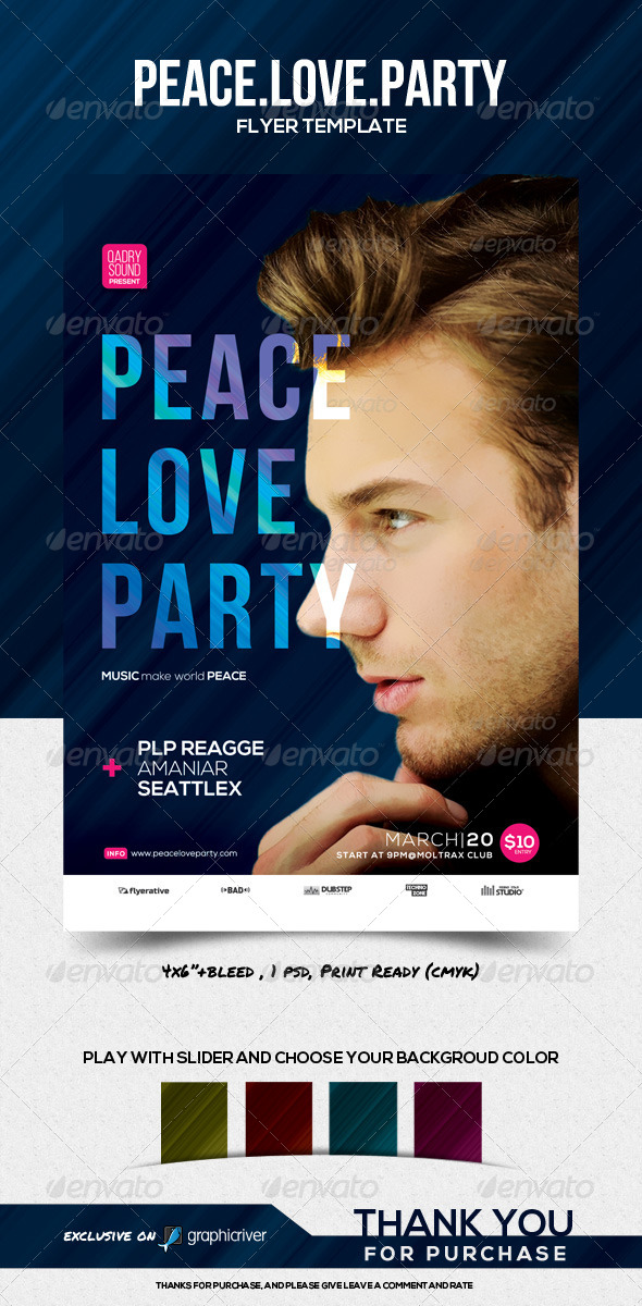 GraphicRiver Peace Love Party Flyer Template 8500878 GraphicRiver Peace Love Party Flyer Template 8500878