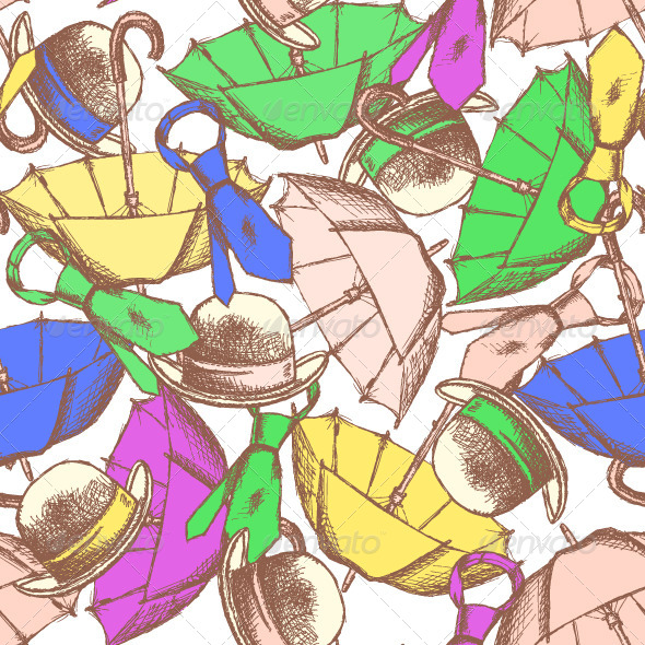 GraphicRiver Sketch Umbrella Hat and Tie 8501325 GraphicRiver Sketch Umbrella Hat and Tie 8501325