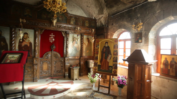 Inside Of Old Church Made In Rock Mountain Inside Of Old Church Made In Rock Mountain