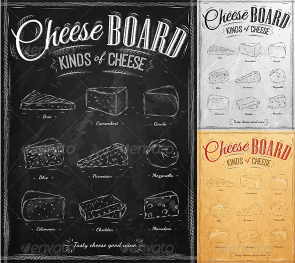 GraphicRiver Poster Set of Cheese 8503371 GraphicRiver Poster Set of Cheese 8503371
