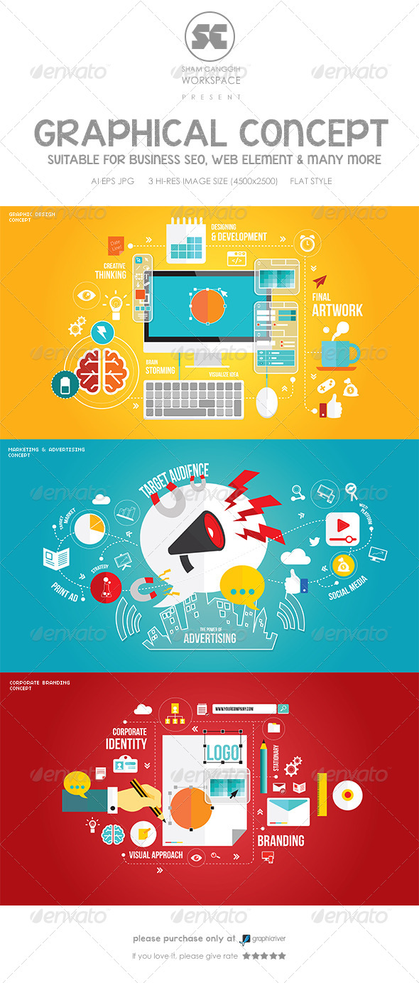 GraphicRiver Flat Concept For Branding Marketing & Designing 8495352 GraphicRiver Flat Concept For Branding Marketing & Designing 8495352
