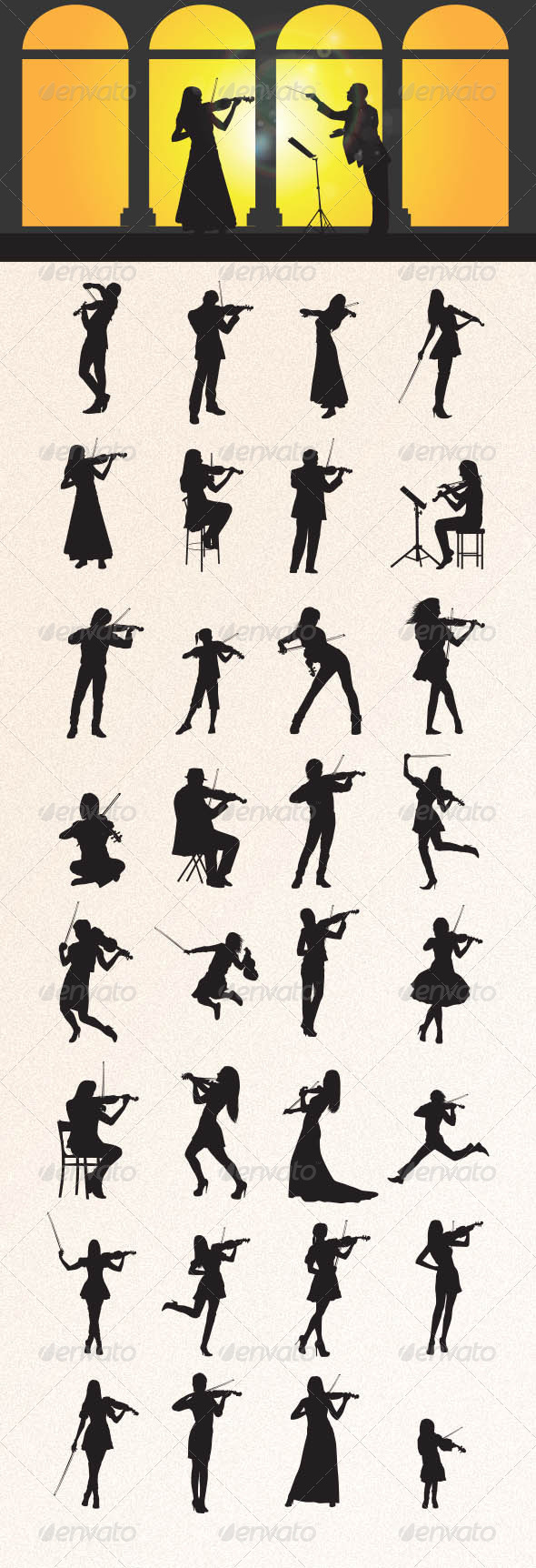 GraphicRiver Violinist Silhouettes 8505131 GraphicRiver Violinist Silhouettes 8505131