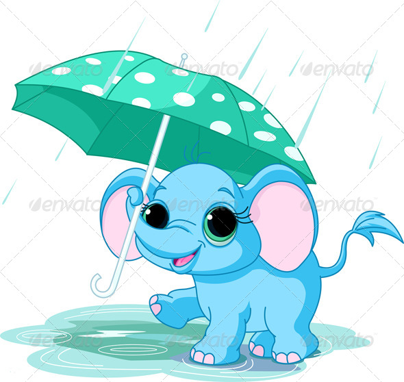 GraphicRiver Cute Baby Elephant Under Umbrella 8505159 GraphicRiver Cute Baby Elephant Under Umbrella 8505159