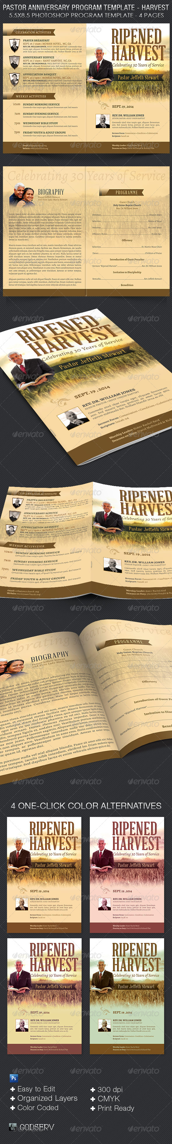 Pastor Anniversary Program Template - Harvest (Informational)