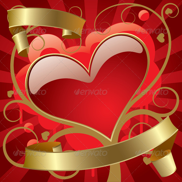 GraphicRiver Red Heart with Gold Banners 8505840 GraphicRiver Red Heart with Gold Banners 8505840