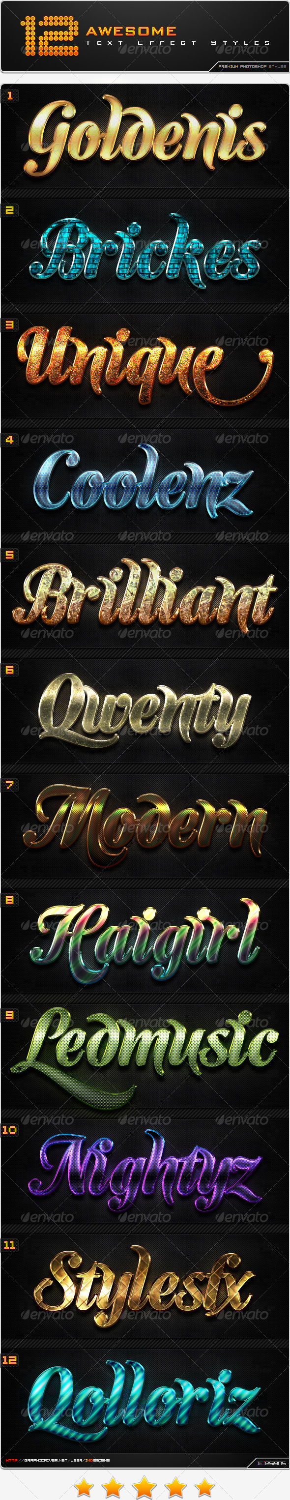 GraphicRiver 12 Awesome Text Effect Styles 8507767 GraphicRiver 12 Awesome Text Effect Styles 8507767