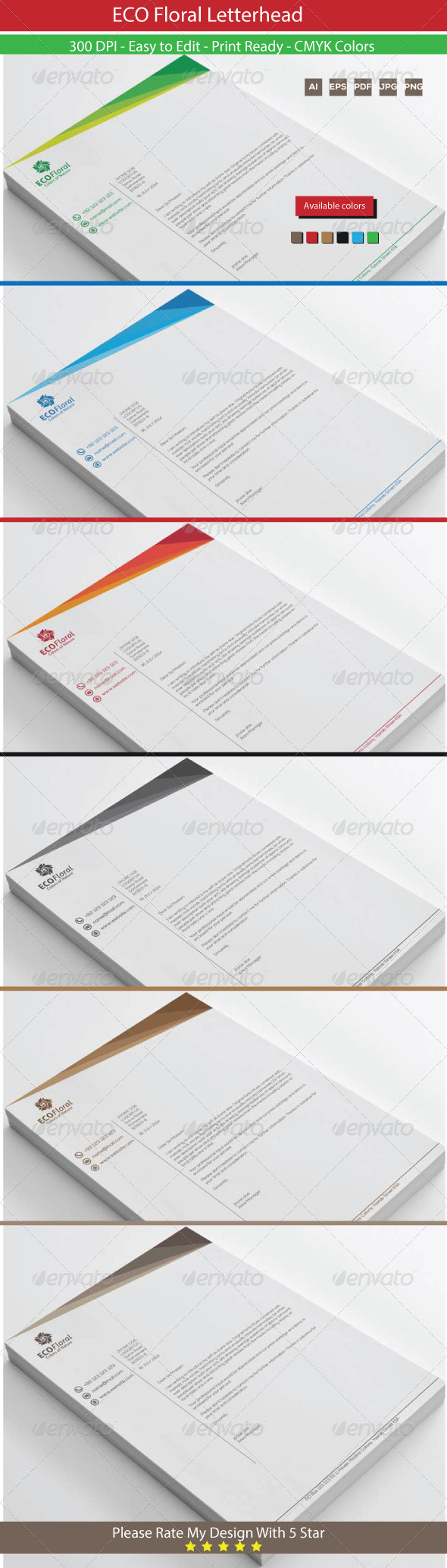 Eco Floral Graphics Letterhead (Stationery)