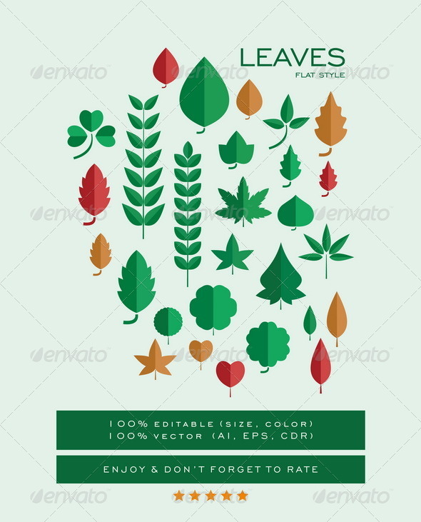 GraphicRiver Leaves Flat Style Pack 8509818 GraphicRiver Leaves Flat Style Pack 8509818