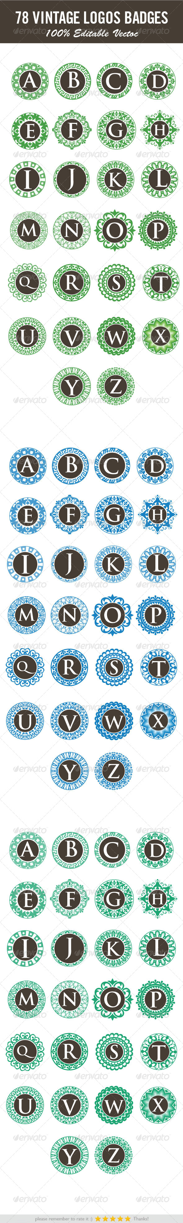 GraphicRiver Vintage Letter Badges 8501312 GraphicRiver Vintage Letter Badges 8501312