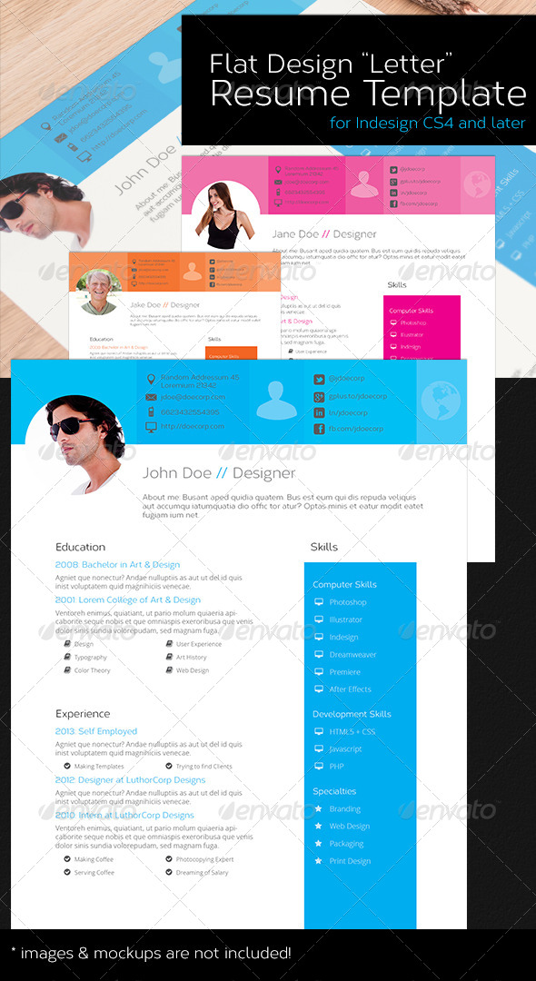 GraphicRiver Flat Design Letter Resume Template 8513528 GraphicRiver Flat Design Letter Resume Template 8513528