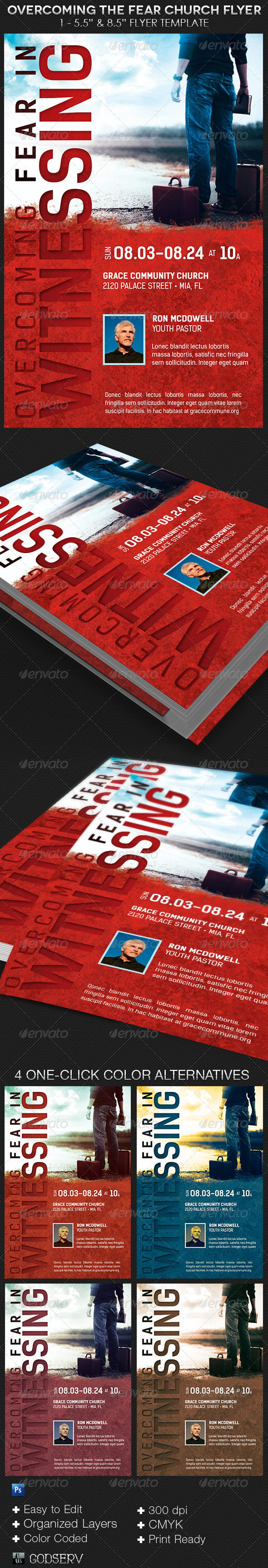 Overcoming Fear in Witnessing Church Flyer Photoshop Template