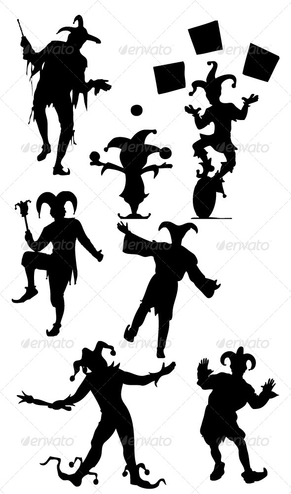 GraphicRiver Jester Silhouettes 8513858 GraphicRiver Jester Silhouettes 8513858