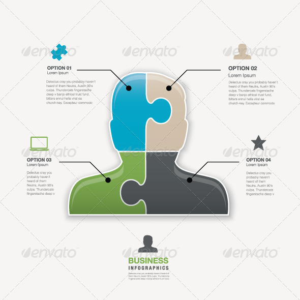 Head Jigsaw Puzzle Piece Business Man Vector (Infographics)