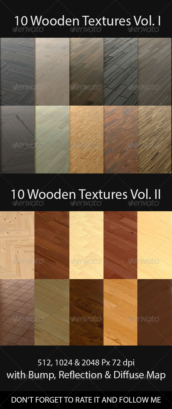 20 Wooden Floor Tileable Texture Vol. I & Vol. II - 3DOcean Item for Sale