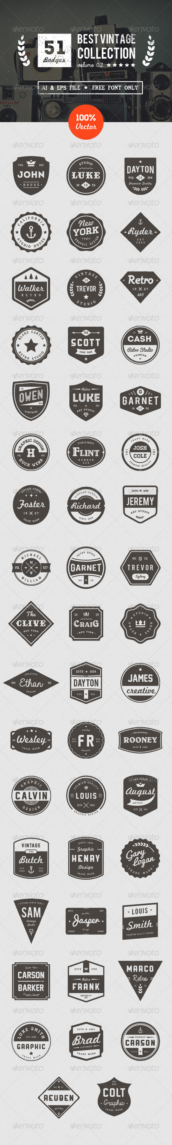 GraphicRiver 50 Retro Badges 8514928 GraphicRiver 50 Retro Badges 8514928