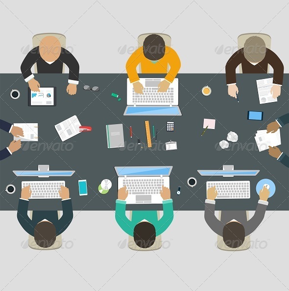 GraphicRiver Group of Business People Working for Office Desk 8515190 GraphicRiver Group of Business People Working for Office Desk 8515190