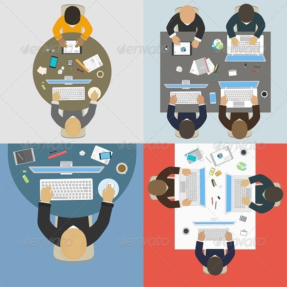 GraphicRiver Groups of Business People Working for Office Desk 8515197 GraphicRiver Groups of Business People Working for Office Desk 8515197