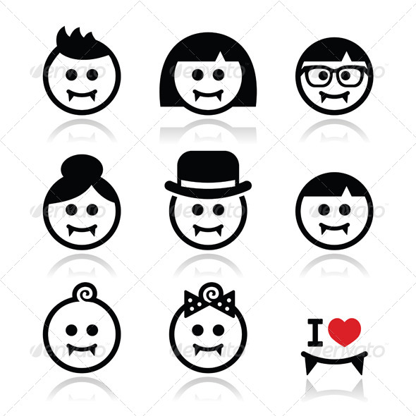 GraphicRiver Vampires Man Woman Baby Faces Halloween Icons 8515638 GraphicRiver Vampires Man Woman Baby Faces Halloween Icons 8515638