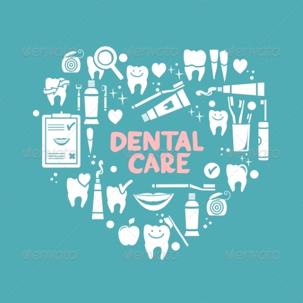 GraphicRiver Dental Care Symbols in the Shape of Heart 8516099 GraphicRiver Dental Care Symbols in the Shape of Heart 8516099