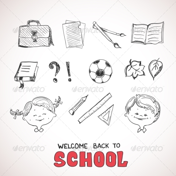 GraphicRiver School Objects Sketch Style 8516268 GraphicRiver School Objects Sketch Style 8516268