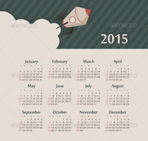 GraphicRiver Calendar 2015 Year with Rocket 8516597 GraphicRiver Calendar 2015 Year with Rocket 8516597