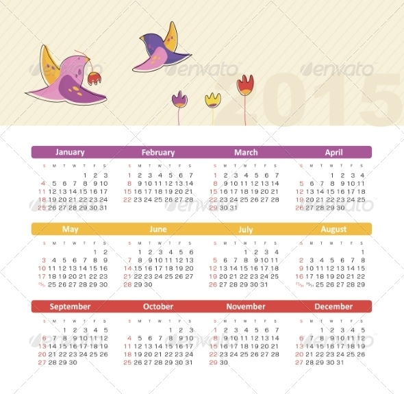 GraphicRiver Calendar 2015 Year with Birds 8516607 GraphicRiver Calendar 2015 Year with Birds 8516607