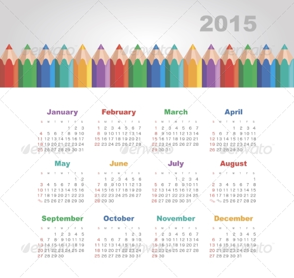 GraphicRiver Calendar 2015 Year with Colored Pencils 8516648 GraphicRiver Calendar 2015 Year with Colored Pencils 8516648