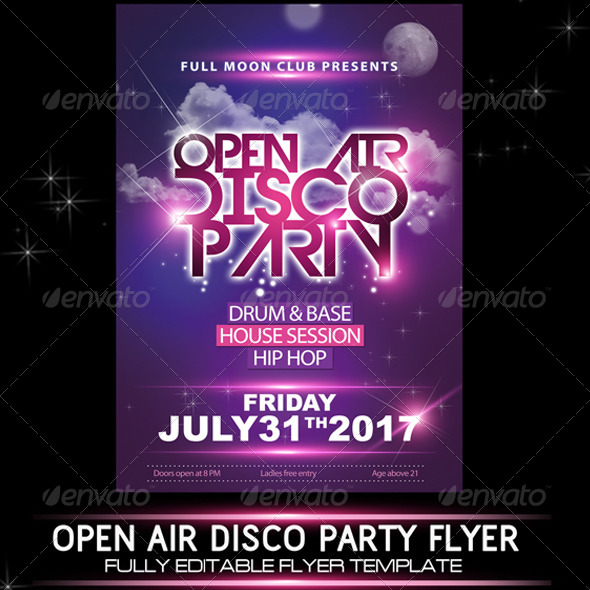 Open Air Disco Party Flyer Template (Clubs & Parties)