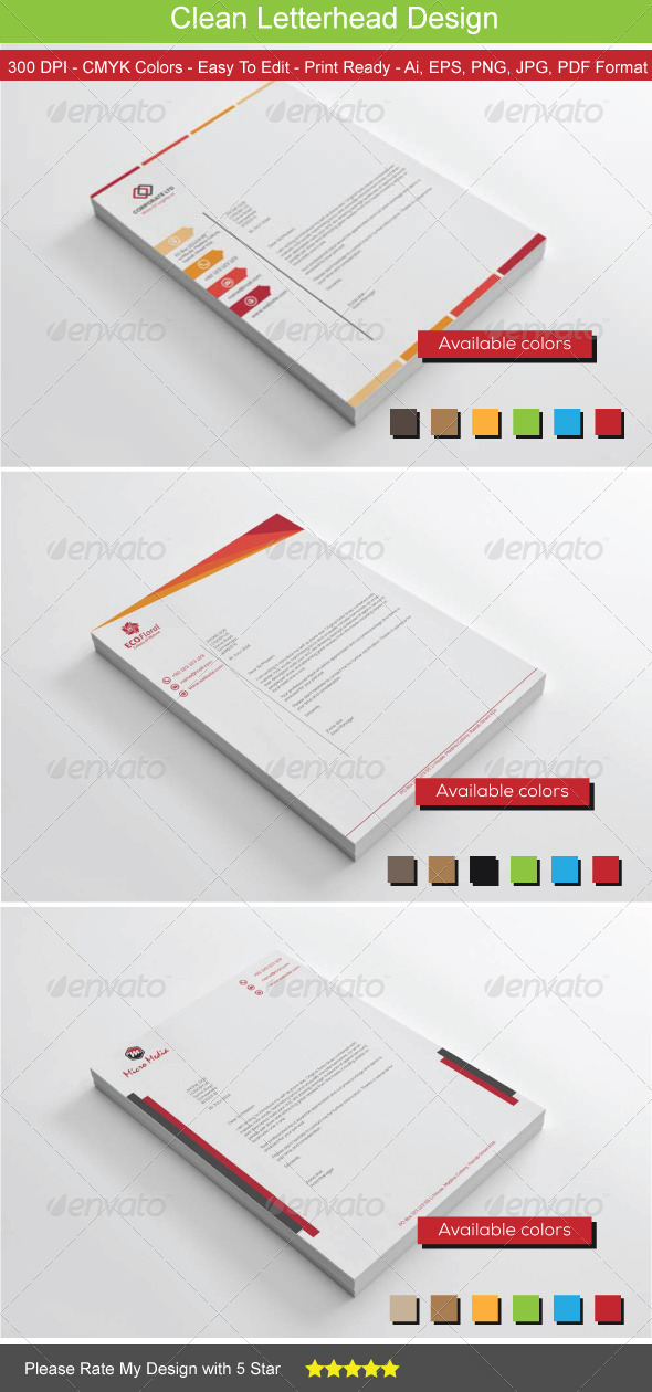 GraphicRiver Clean Colors Letterhead Bundle 8515983 GraphicRiver Clean Colors Letterhead Bundle 8515983