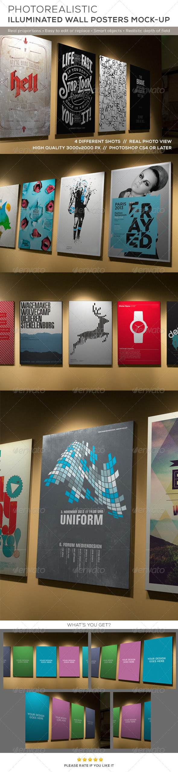 GraphicRiver Posters Mock-up on Illuminated Wall 8517184 GraphicRiver Posters Mock-up on Illuminated Wall 8517184