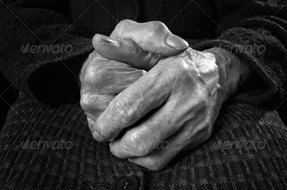 Closeup of an old woman hands.