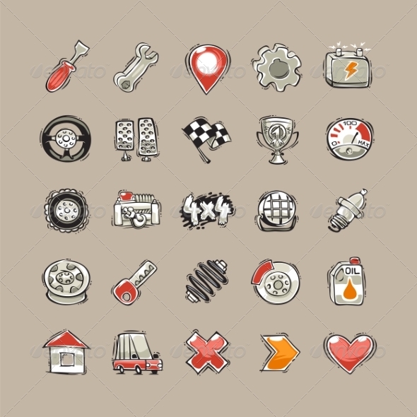 GraphicRiver Doodle Cars Icons Set 8520711 GraphicRiver Doodle Cars Icons Set 8520711