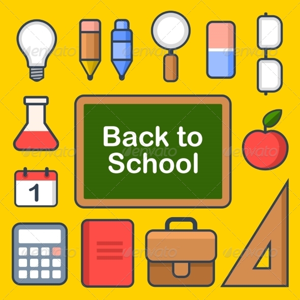 GraphicRiver School Icons Set Vector 8521094 GraphicRiver School Icons Set Vector 8521094