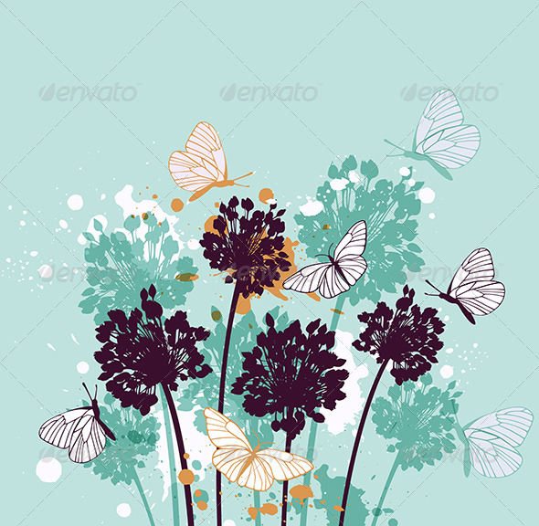 GraphicRiver Background with Butterflies and Wildflowers 8521151 GraphicRiver Background with Butterflies and Wildflowers 8521151