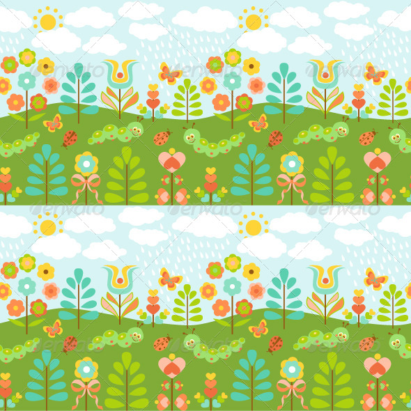 GraphicRiver Floral Background with Ladybirds 8522502 GraphicRiver Floral Background with Ladybirds 8522502