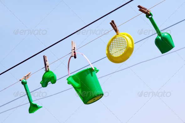 child's toys on the clothesline (Misc) Photo Download