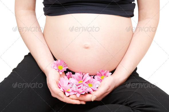 pregnant woman with flowers (Misc) Photo Download