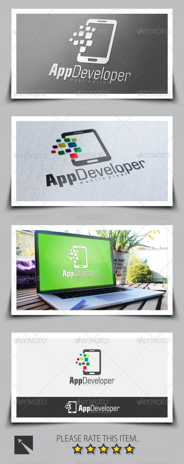 GraphicRiver Pixel Mobile App Developer Logo 8524362 GraphicRiver Pixel Mobile App Developer Logo 8524362
