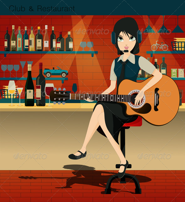 GraphicRiver Musician Woman in Bar 8525611 GraphicRiver Musician Woman in Bar 8525611