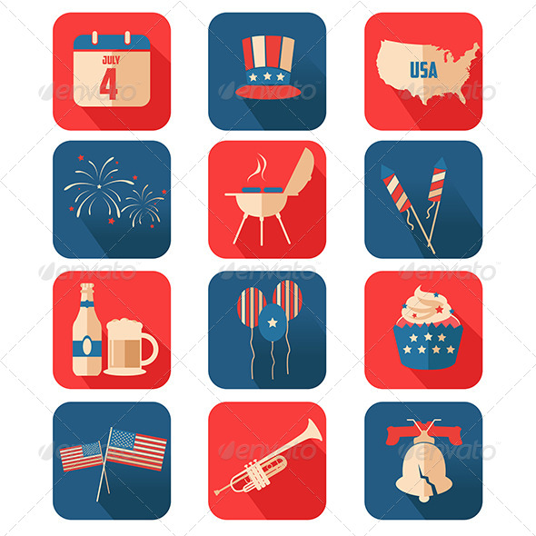 GraphicRiver Fourth of July Icons 8527093 GraphicRiver Fourth of July Icons 8527093