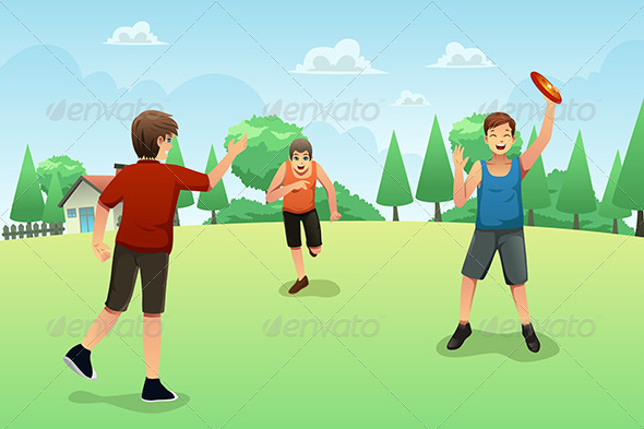 GraphicRiver Young People Playing Frisbee 8527304 GraphicRiver Young People Playing Frisbee 8527304