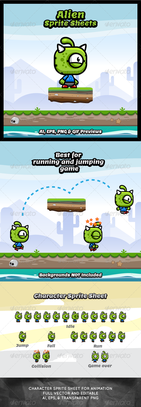 Running & Jumping Alien Sprite Sheets Running & Jumping Alien Sprite Sheets