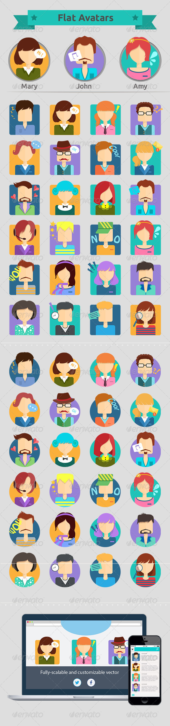 Set of Flat Avatars Set of Flat Avatars
