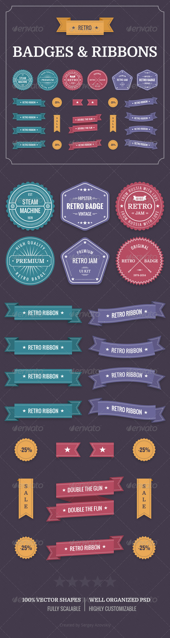 GraphicRiver Retro Badges & Ribbons 8530663 GraphicRiver Retro Badges & Ribbons 8530663