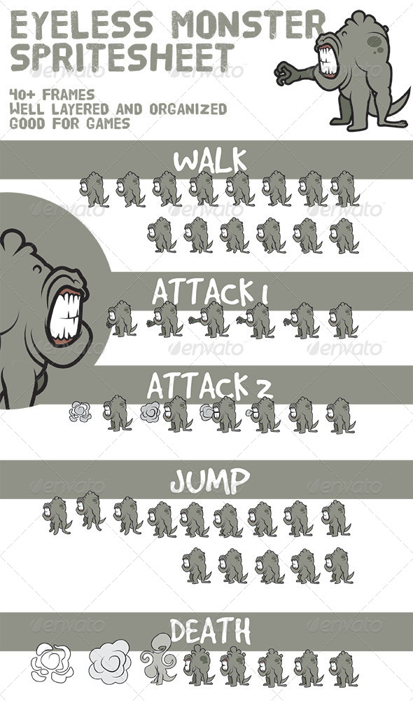 Eyeless Monster Spritesheet Eyeless Monster Spritesheet