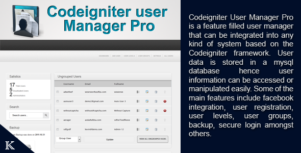 CodeIgniter User Manager Pro - CodeCanyon Item for Sale