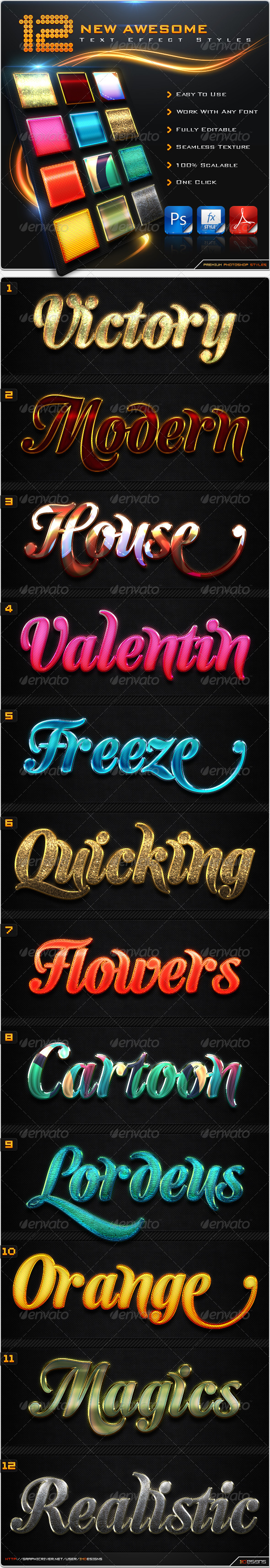 GraphicRiver 12 New Awesome Text Effect Styles 8536493 GraphicRiver 12 New Awesome Text Effect Styles 8536493